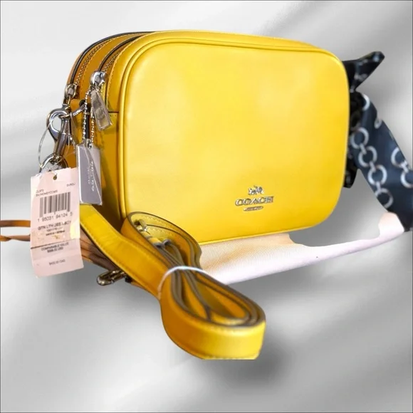 Coach | Bags | Coach Yellow Leather Double Zip Crossbody Camera